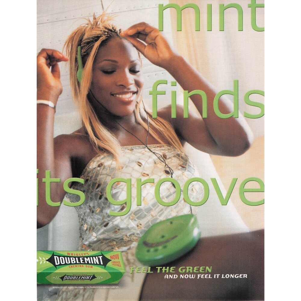 Wrigley's Doublemint Gum Serena Williams Vintage Print Ad 2002 Tennis wall decor